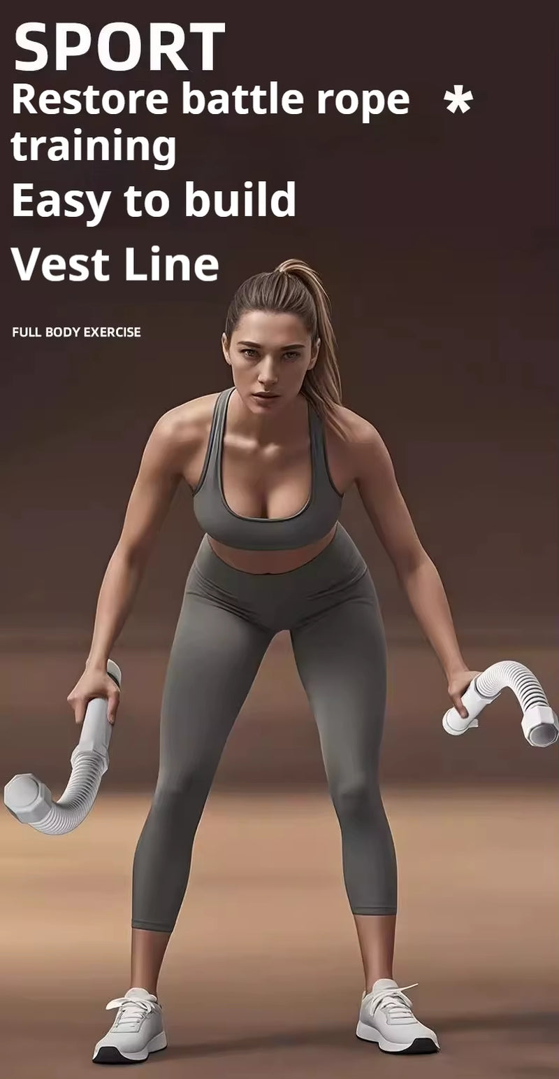 2Pcs Cordless Battle Rope Multifunctional Power Training System Arm Strength Home Gym Equipment for Full Body Workout Unisex