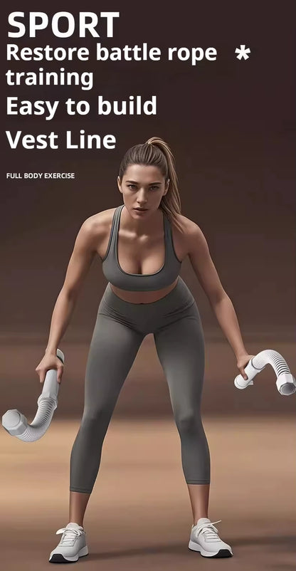 2Pcs Cordless Battle Rope Multifunctional Power Training System Arm Strength Home Gym Equipment for Full Body Workout Unisex