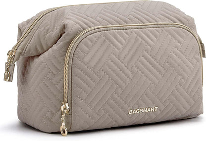 Travel Makeup Bag, Cosmetic Bag Make up Organizer Case,Large Wide-Open Pouch for Women Purse for Toiletries Accessories Brushes